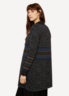 Oleana Long Cardigan 168 O zwart/grijs