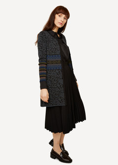 Oleana Long Cardigan 168 O zwart/grijs