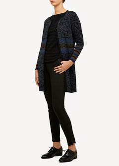 Oleana Long Cardigan 168 O zwart/grijs