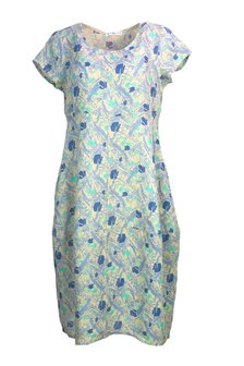 Bluebery kleding, jurk 9312 splash print beige