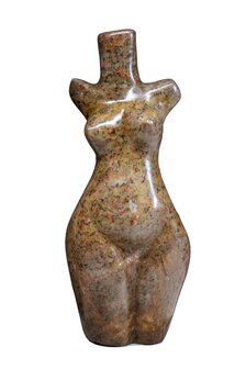 Stenen beeld torso mens staand. Speksteen beeld van torso beeld bruin