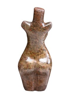 Stenen beeld torso mens staand. Speksteen beeld van torso beeld bruin