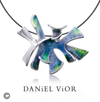 Daniel Vior Alga ketting sieraden met sterling zilver blauw en groen collier
