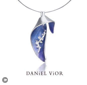 Daniel Vior Ligula ketting sieraden met sterling zilver blauw en paars collier
