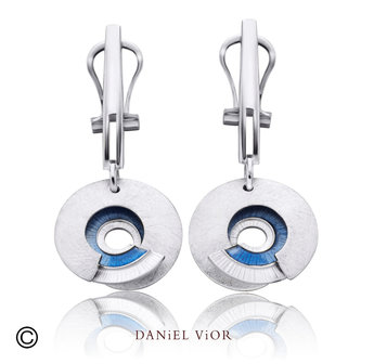 Daniel Vior Latiaxis oorbellen sieraden met sterling zilver blauw