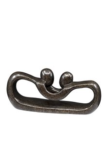 Speksteen beeld twee personen pulling lover 8 cm bruin