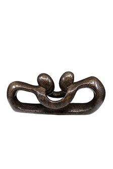 Speksteen beeld twee personen pulling lover 7 cm bruin