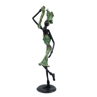 Bronzen beeld dansende vrouw  |39 cm hoog | groen