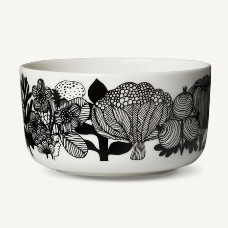 Marimekko servies Oiva kom wit/zwart/groen 100 years Finland 5 dl 068424-096