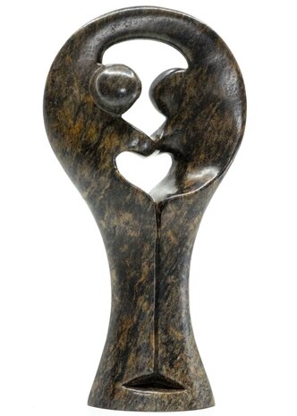 Stenen beeld standing lover familie twee personen 20 cm hoog, bruin