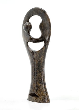 Stenen beeld standing lover familie twee personen 20 cm hoog, bruin