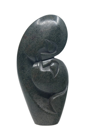 Stenen beeld kissing lover 2 personen, 18 cm hoog, groen