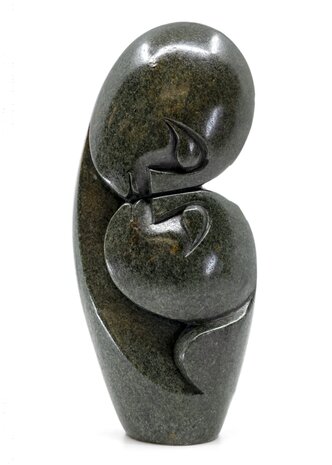 Stenen beeld kissing lover 2 personen, 19 cm hoog, groen