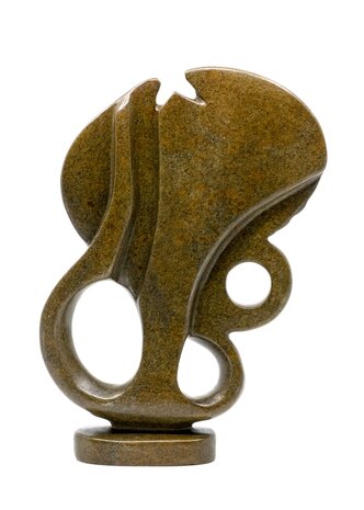 Stenen beeld olifant abstract 1 dier, 26 cm hoog, bruin