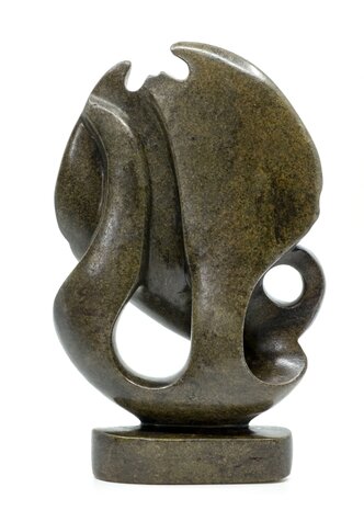 Stenen beeld olifant abstract 1 dier, 24 cm hoog, bruin