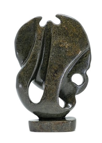 Stenen beeld olifant abstract 1 dier, 21 cm hoog, groen