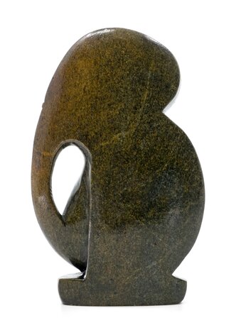 Stenen beeld olifant abstract 1 dier, 21 cm hoog, groen