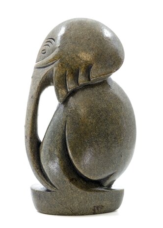 Stenen beeld olifant abstract 1 dier, 21 cm hoog, groen