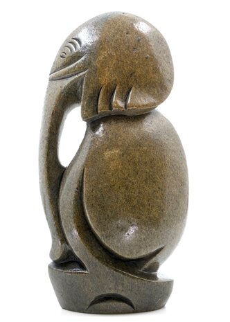 Stenen beeld olifant abstract 1 dier, 26 cm hoog, bruin