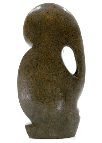 Stenen beeld olifant abstract 1 dier, 26 cm hoog, bruin