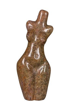 Stenen beeld torso mens staand. Speksteen beeld van torso beeld bruin