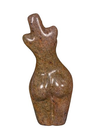 Stenen beeld torso mens staand. Speksteen beeld van torso beeld bruin