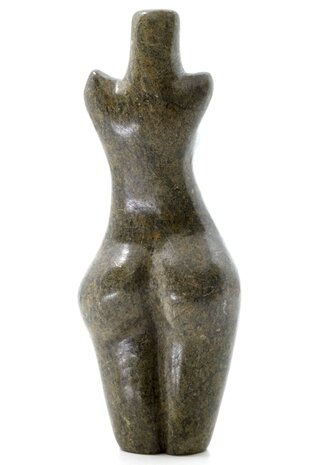 Stenen beeld torso staand 1 persoon, 15 cm hoog, groen