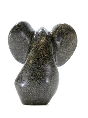 Stenen beeld olifant abstract 1 dier, 10 cm hoog, groen