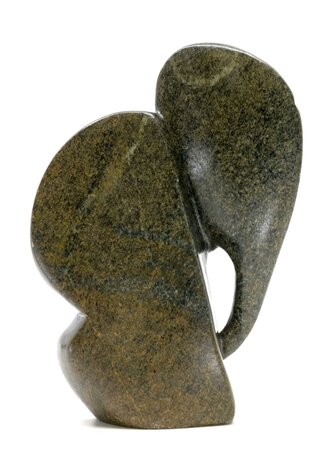 Stenen beeld olifant abstract 1 dier, 16 cm hoog, groen