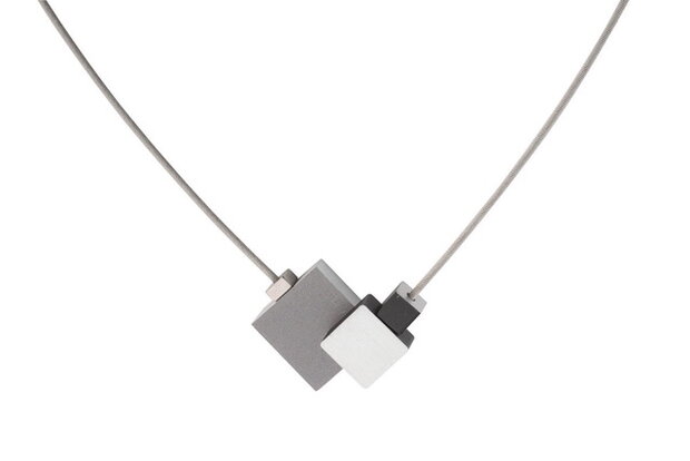 CLIC antraciet grijze Ketting met aluminium en magneten C145G