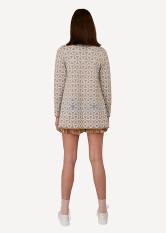 Oleana Cardigan 345 B beige/ licht grijs