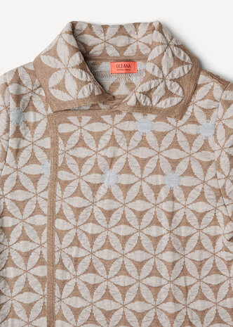 Oleana Cardigan 345 B beige/ licht grijs