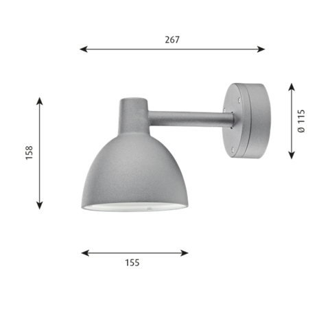Louis Poulsen buitenlamp Toldbod 155 wandlamp grijs