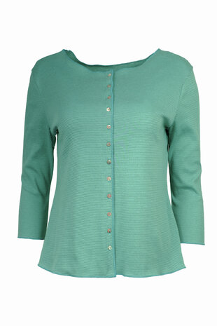 Jalfe 12286-1-432C shirt lange mouw met knopen ekologisch katoen water-groen/turqoise