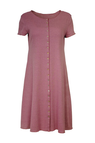 Jalfe 11858-1-407Q jurk met knopen ekologisch katoen rose-roodbordeaux