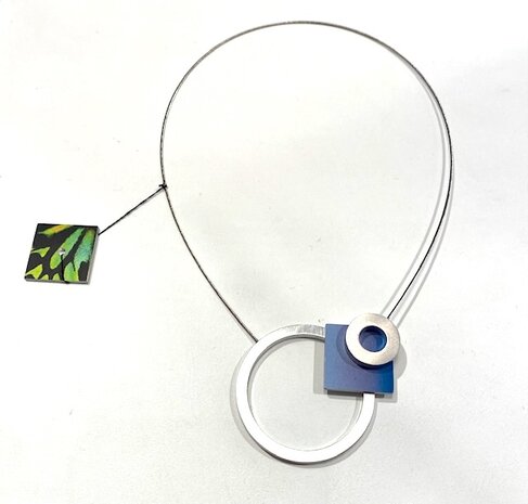 CLIC blauw en groen ketting aluminium met magneten C210