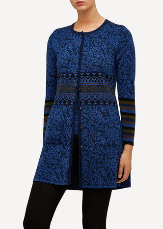 Oleana Long Cardigan 168 W blauw