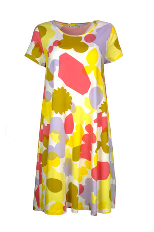 Mansted jurk kleding Miep geel rose 