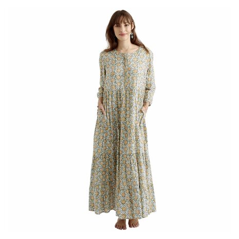 Zen Ethic zomerjurk Daisy Hibis vest country, groen bruin