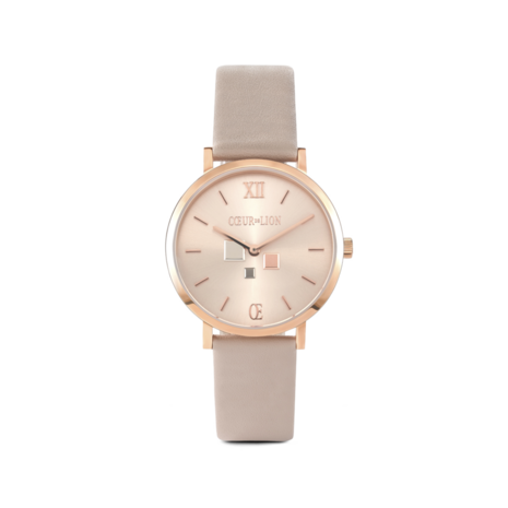 Coeur de Lion Horloge dames 7601/ /1036 Champagne Sunray Lederen horloge band. Horloge ros&eacute; dames. Coeur de Lion horloge