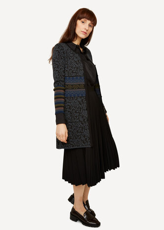 Oleana Long Cardigan 168 O zwart/grijs