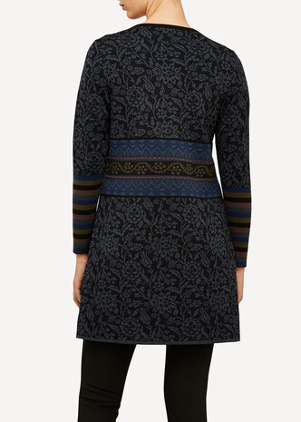 Oleana Long Cardigan 168 O zwart/grijs