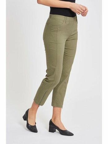Laurie broek, model Piper Regular Cropped basis katoen khaki 22465-55104