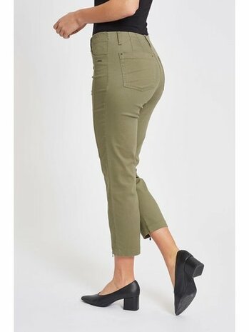 Laurie broek, model Piper Regular Cropped basis katoen khaki 22465-55104