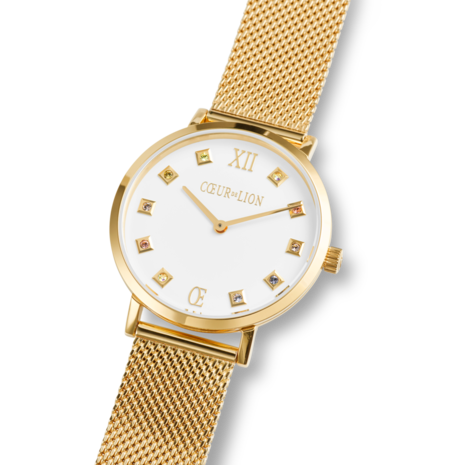 Coeur de Lion Horloge 7612/ /1614 Gold-White Milanese band