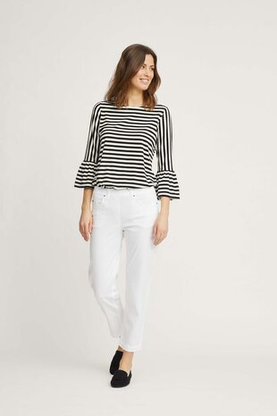Laurie broek, model Hannah Regular Cropped basis tencel wit 28362-10122