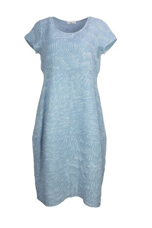 Bluebery kleding, jurk 9312 minnow print lichtblauw