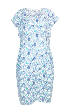 Bluebery kleding, jurk 9312 splash print lichtblauw