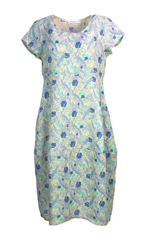 Bluebery kleding, jurk 9312 splash print beige