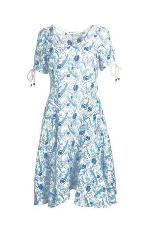 Bluebery kleding, jurk 9572 splash print lichtblauw